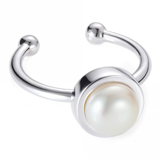 Claudia Bradby's silver and pearl open ring