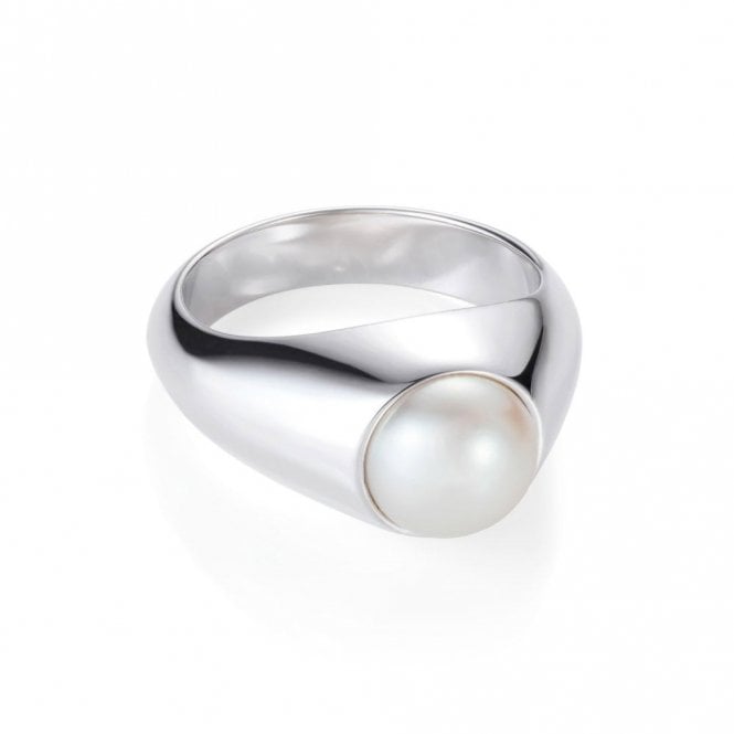 Claudia Bradby's silver and pearl signet ring