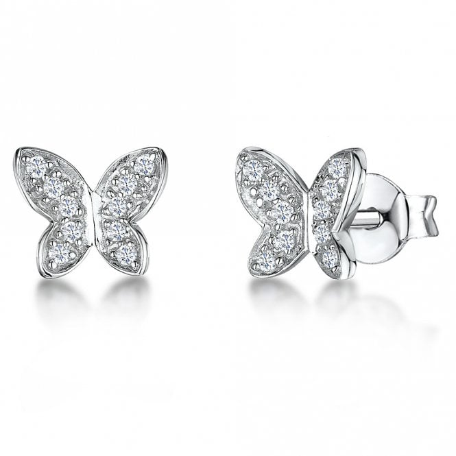 Cubic zirconia butterfly stud earrings by Jools