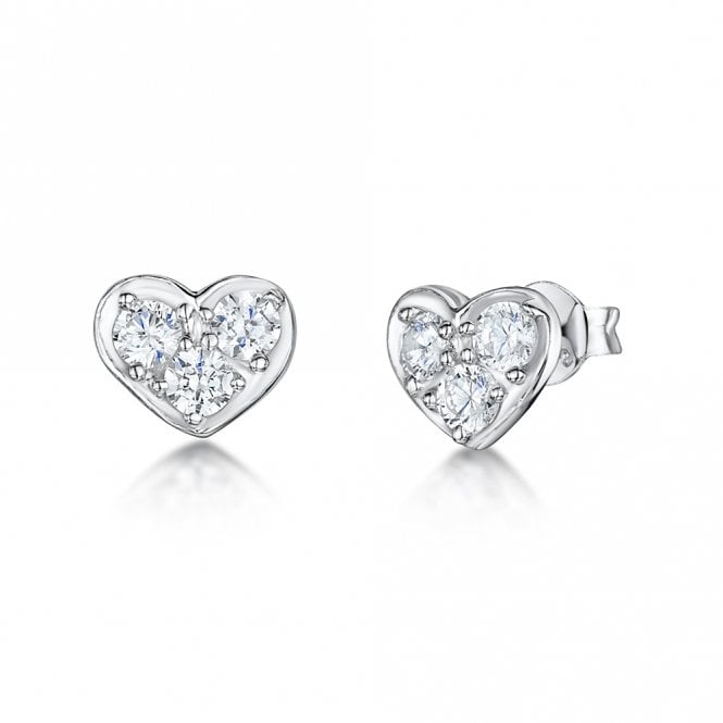 Cubic zirconia heart stud earrings by Jools