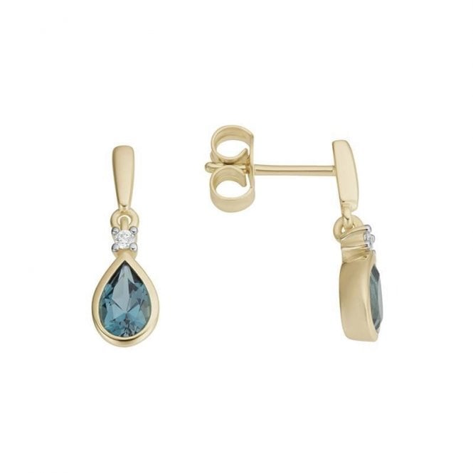 Diamond and London blue topaz earrings