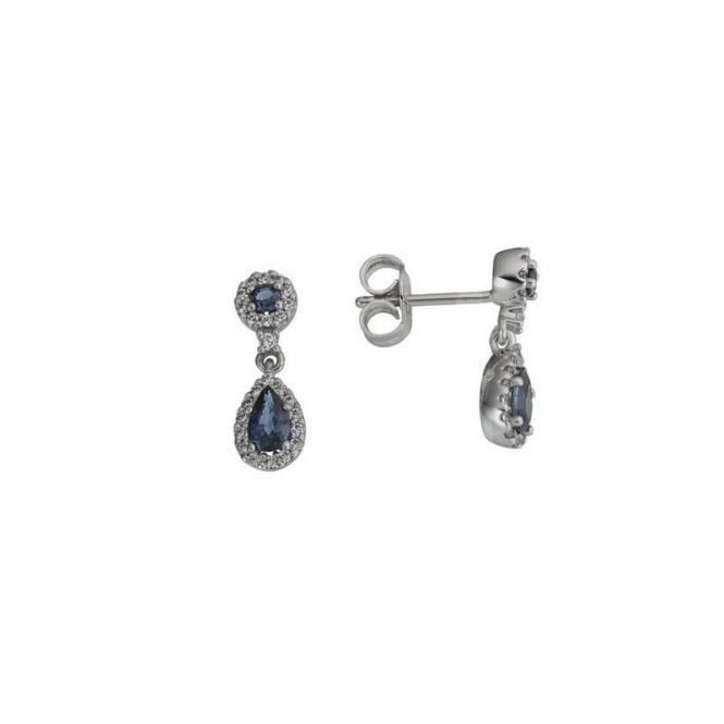 Diamond and sapphire drop earrings