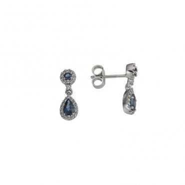 Diamond and sapphire drop earrings