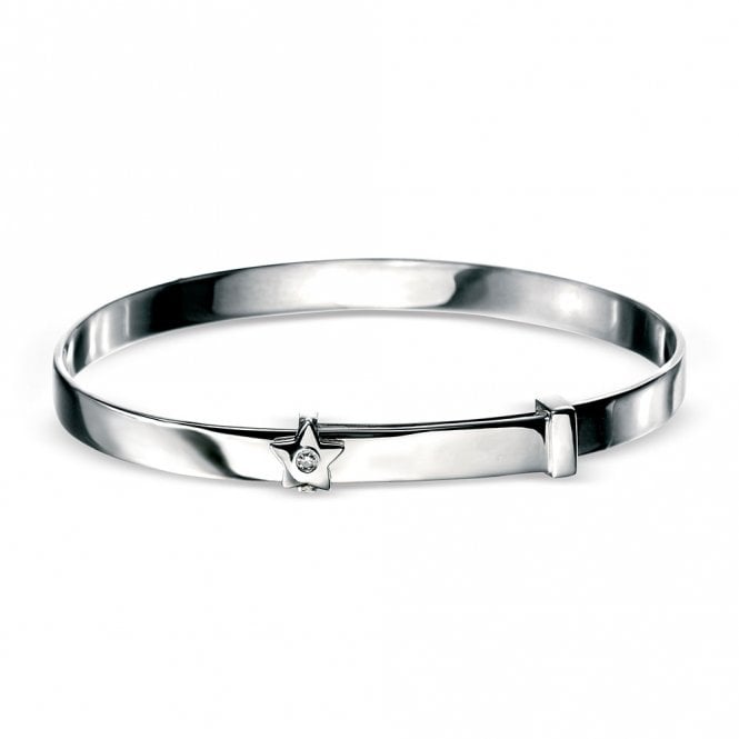 Diamond and silver bangle