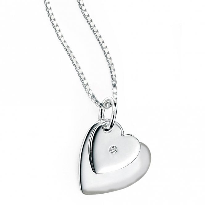 Diamond double heart pendant by D for Diamond