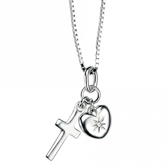 Diamond heart and cross pendant by D for Diamond