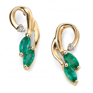 Emerald and diamond vine earrings