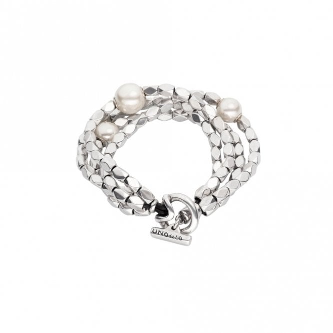 End Pearl Multi Strand Bracelet by Uno de 50
