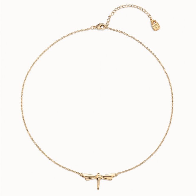Fortune Gold Plated Dragonfly Necklace by Uno de 50