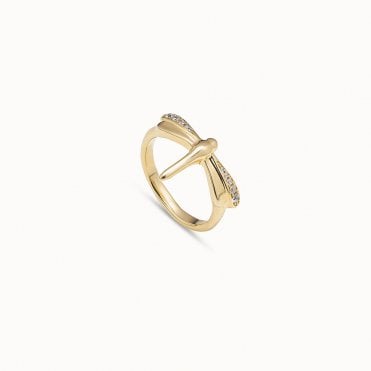 Fortune Gold Plated Topaz Dragonfly Ring by Uno de 50