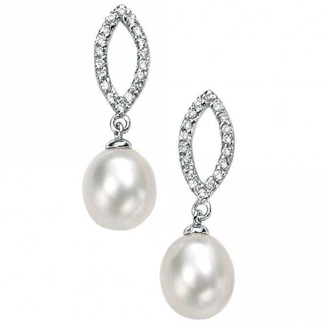 Freshwater peal and cubic zirconia earrings