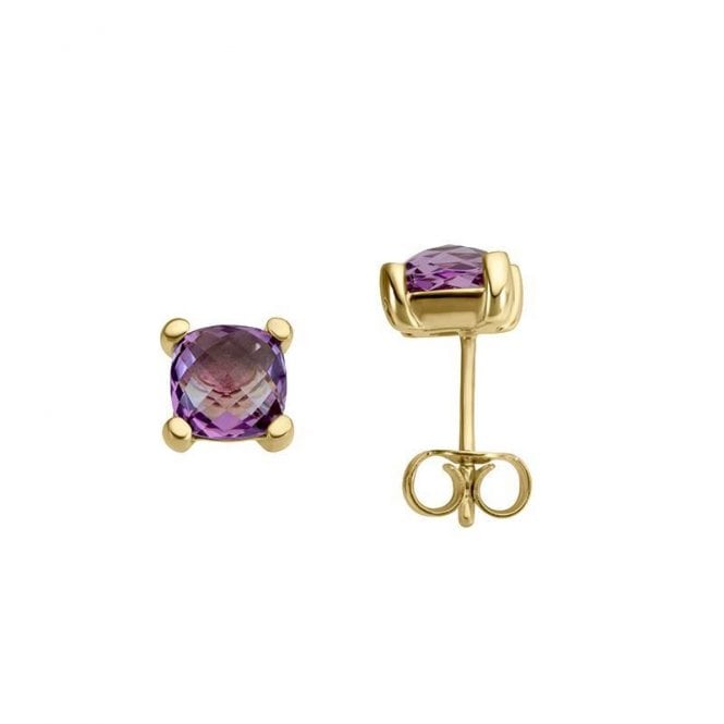 Gold and amethyst stud earrings