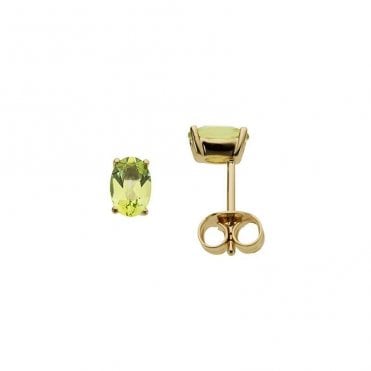 Gold peridot oval stud earrings