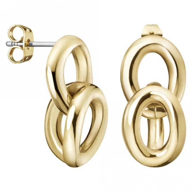 Gold Plated Statement Chain Link Earrings by Calvin Klein