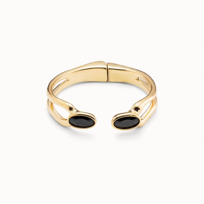 Kingdom Gold Plated and Black Crystal Bangle by Uno de 50