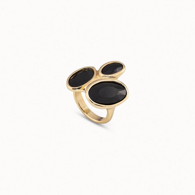 Kingdom Gold Plated and Black Crystal ring by Uno de 50