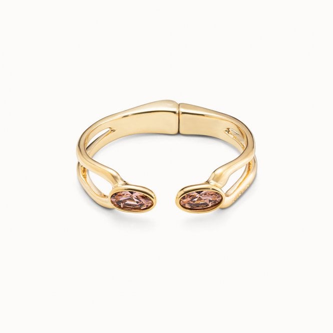 Kingdom Gold Plated Salmon Crystal Bangle by Uno de 50