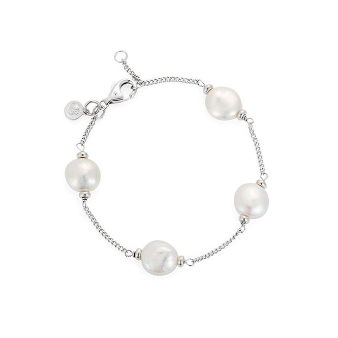 Luxe White Coin Pearl Bracelet by Claudia Bradby