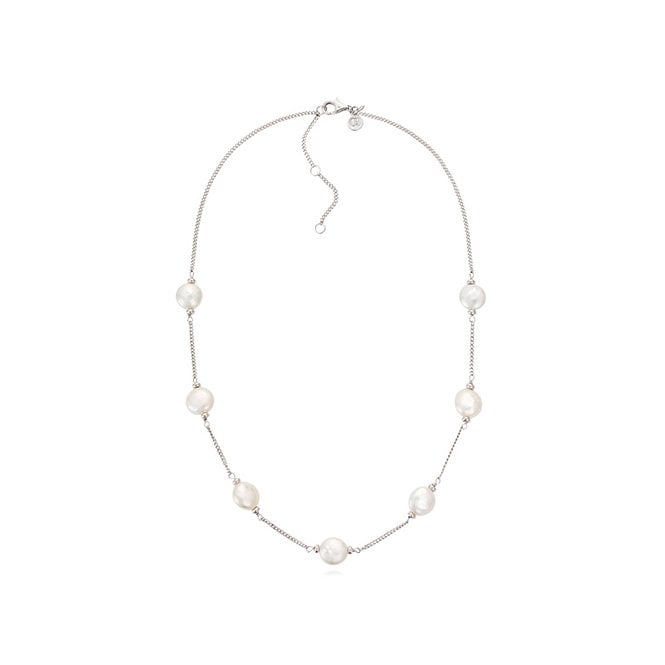 Luxe White Coin pearl necklace by Claudia Bradby