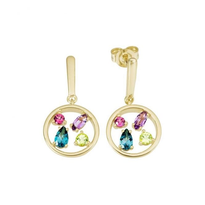 Multi gem drop earrings