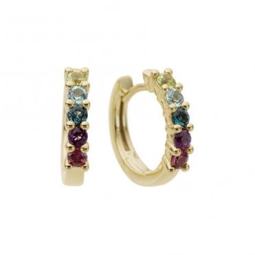 Multi gem huggie earrings