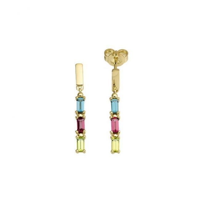 Multi gem set drop earrings