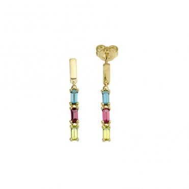 Multi gem set drop earrings