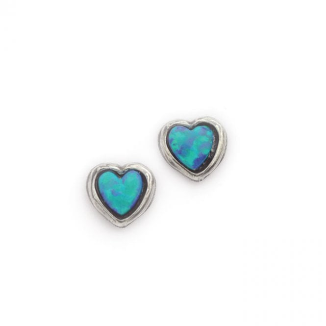 Opal heart earrings
