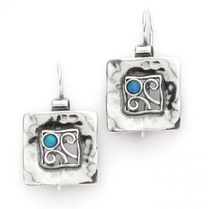 Opal square drop earrings