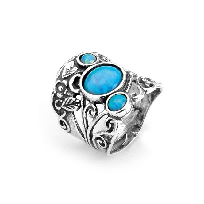 Opal wide band ring