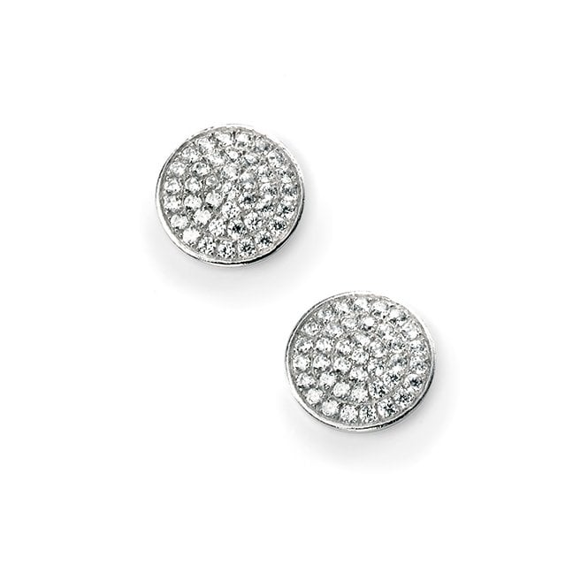 Pave CZ circle stud earring