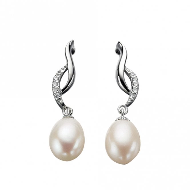 Pearl and cubic zirconia drop earrings