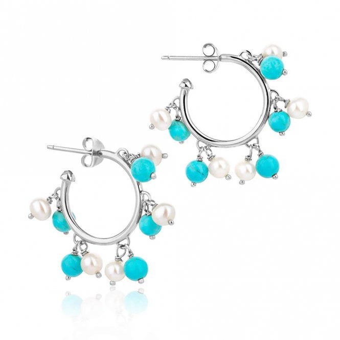 Pearl and Turquoise bubble hoop earrings by Claudia Bradby