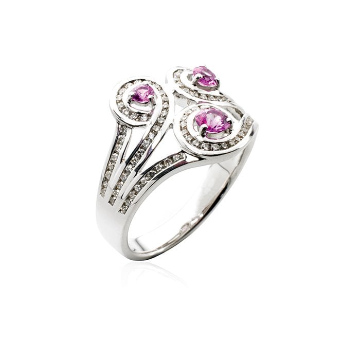 Pink sapphire and diamond ring