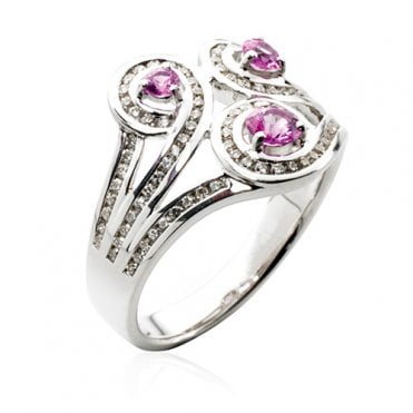 Pink sapphire and diamond ring