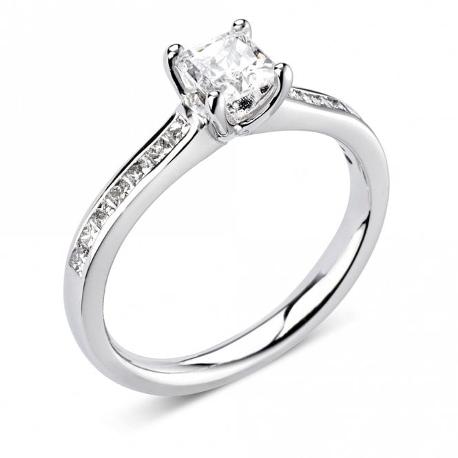 Platinum 0.41ct Princess Cut Diamond Engagement Ring