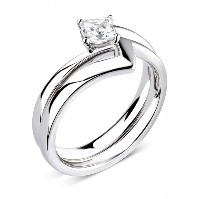 Platinum 0.50ct Princess Cut Diamond Engagement Ring
