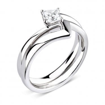 Platinum 0.50ct Princess Cut Diamond Engagement Ring