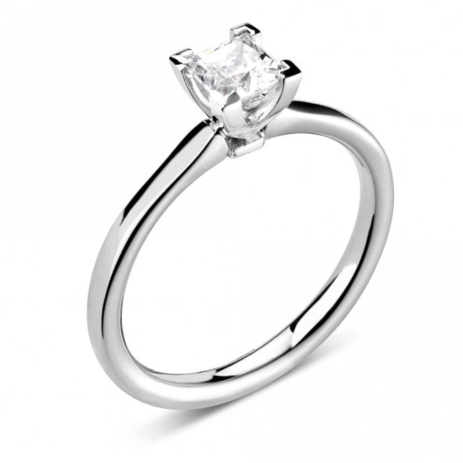 Platinum 0.50ct Princess Cut Diamond Solitiare Engagement Ring