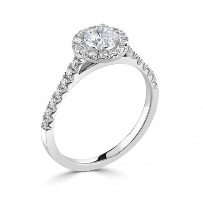 Platinum 0.53ct Laboratory Created Diamond Halo Engagement Ring