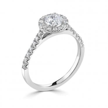 Platinum 0.53ct Laboratory Created Diamond Halo Engagement Ring