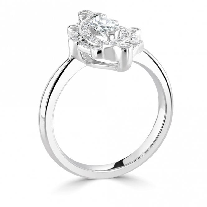 Platinum 0.60ct Marquise Cut Diamond Engagement Ring