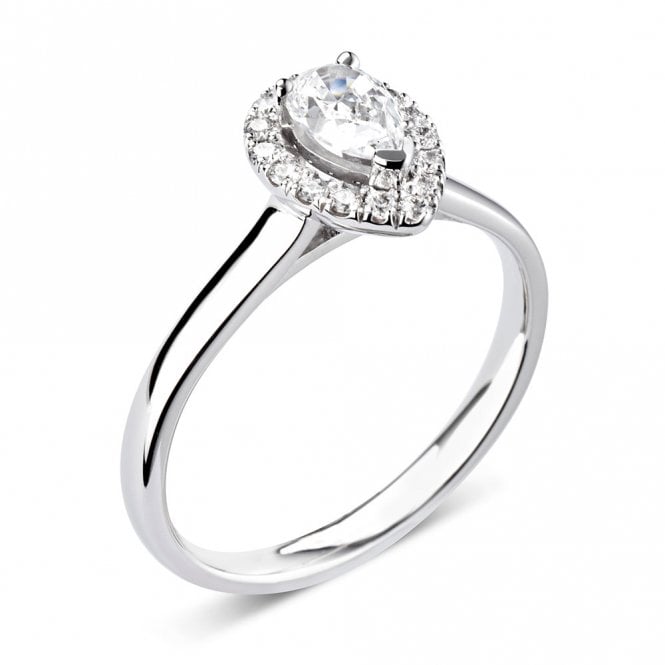 Platinum 0.71ct Laboratory Created Pear Diamond Engagement Ring
