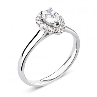 Platinum 0.71ct Laboratory Created Pear Diamond Engagement Ring