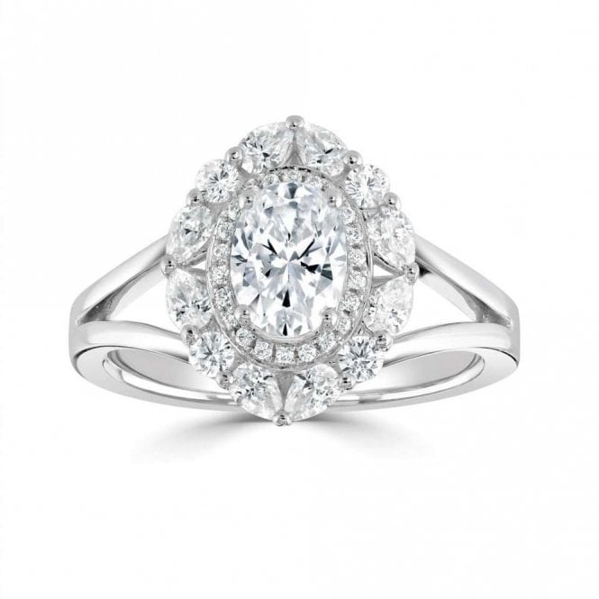 Platinum 0.72ct Oval Diamond Engagement Ring
