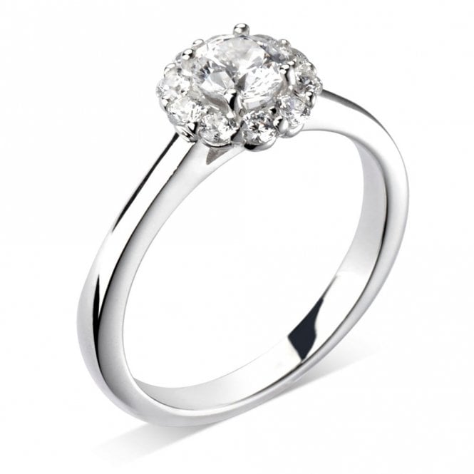Platinum 0.77ct Laboratory Created Diamond Halo Engagement Ring