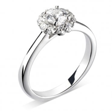 Platinum 0.77ct Laboratory Created Diamond Halo Engagement Ring