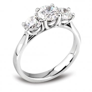 Platinum 1.00ct Diamond Three Stone Engagement Ring