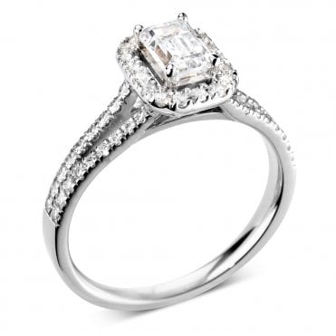 Platinum 1.08ct Laboratory Created Diamond Halo Engagement Ring