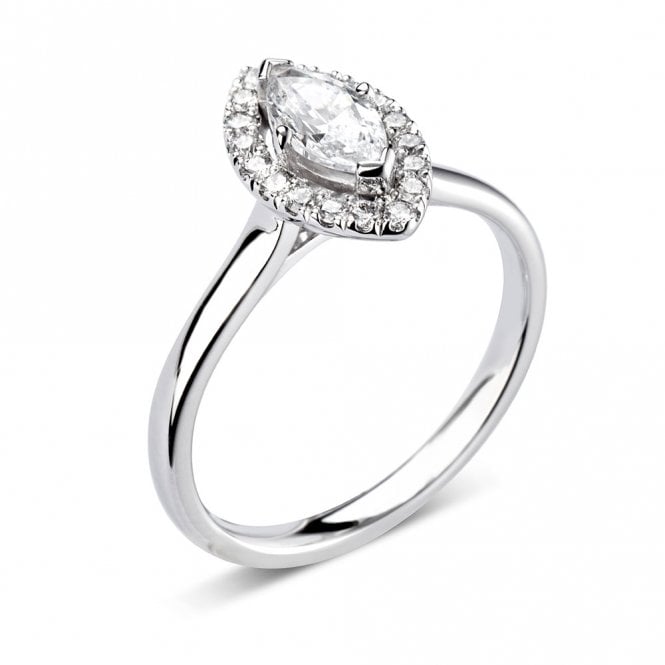 Platinum and Diamond 0.30ct Marquise Halo Engagement Ring